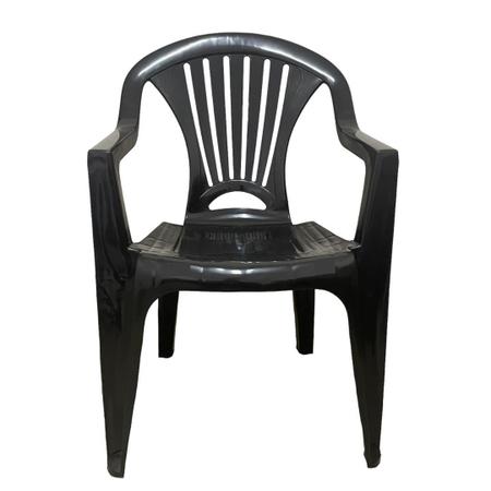 Imagem de Cadeira de Plástico Alta Black Poltrona Cozinha Jardim 154kg