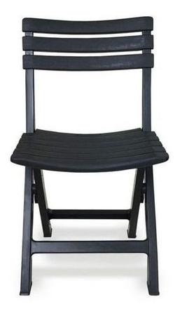 Imagem de Cadeira De Plástico Dobrável Área De Lazer Sustentável Preta 110kg 