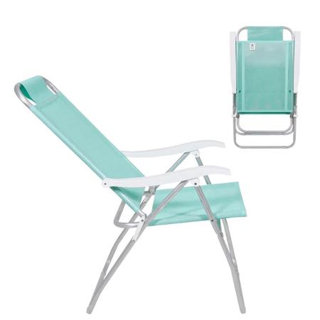 Imagem de Cadeira de Praia Alta Aluminio Bel 4 Posicoes Hortela Verde Agua