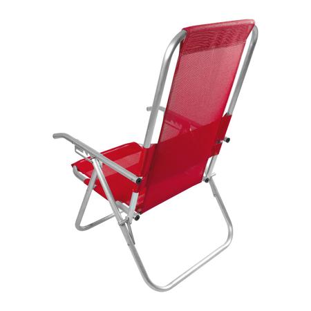 Imagem de Cadeira de praia alumínio reclinável alta reforçada 150 kg vermelho