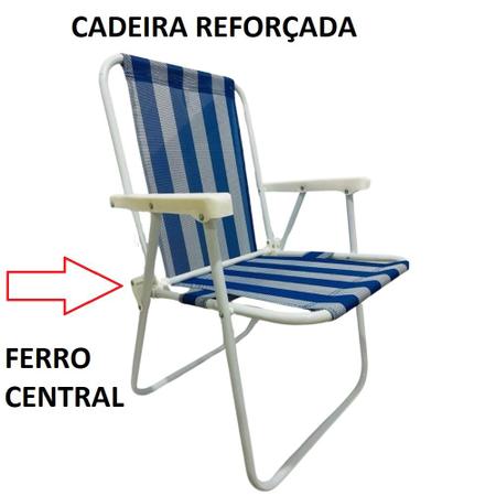Imagem de Cadeira De Praia Piscina Camping Varanda Alta Reforçada De Aço 120kg Cores Neutras Variadas