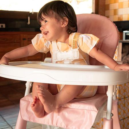Silla de comer para bebé Galzerano CADEIRA ALTA PREMIUM BRANCA ROSA 5070BCR  cadeira de alimentacao bebe 
