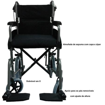 Imagem de Cadeira De Rodas Alumínio Transporte Hospitalar/Casa 100Kg