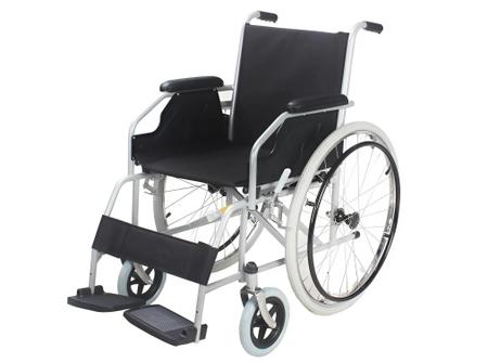 Imagem de Cadeira De Rodas Dobrável Em Aço Encosto 44 Cm Suporta Até 100 Kg Pneu Maciço D100 Dellamed