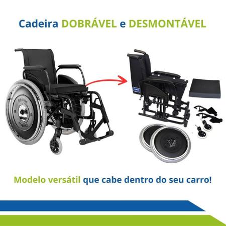 Imagem de Cadeira de Rodas em Alumínio Desmontável Capacidade de Peso até 120 kg Ortobras AVD.