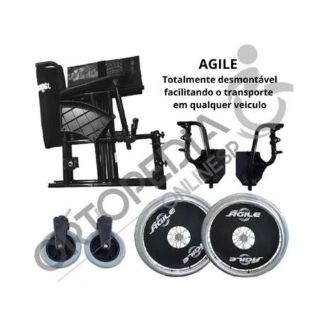 Imagem de Cadeira de Rodas em Alumínio para até 120kg modelo Agile da Jaguaribe 