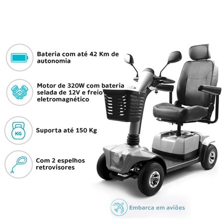 Imagem de Cadeira de Rodas Motorizada Scooter Elétrica CS Desmontável até 150 Kg