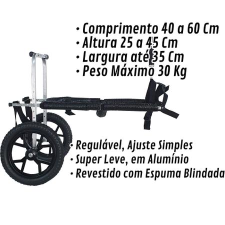 Imagem de Cadeira De Rodas para Cachorro de Grande Porte 15 A 30 Kg Off Road Regulável Pet Best Soluções