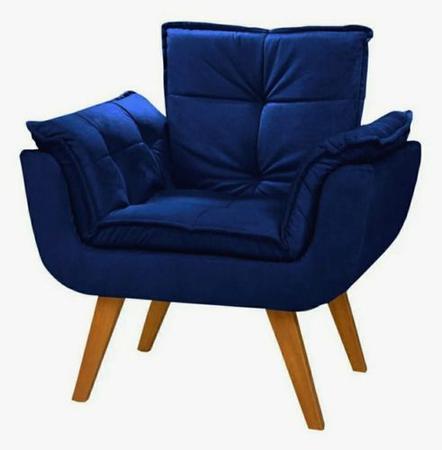 Imagem de Cadeira Decorativa Opala Área Gourmet Suede Azul Royal - Kimi Design