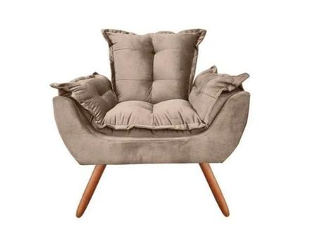 Imagem de Cadeira Decorativa Opala Sala De Estar Sued Capuccino - Kimi Design