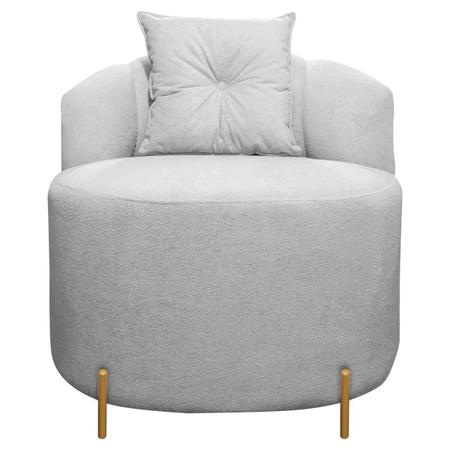 Imagem de Cadeira Decorativa Orgânica Grecia Com Pés Em Metal Bouclê Cinza SOFA STORE