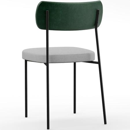 Imagem de Cadeira Decorativa Para Sala De Jantar Melina L02 Facto Verde Musgo Linho Cinza - Lyam Decor