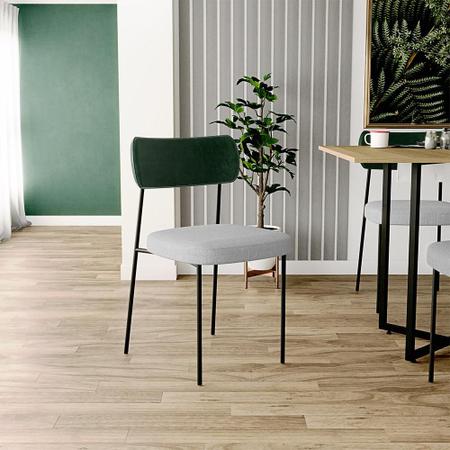 Imagem de Cadeira Decorativa Para Sala De Jantar Melina L02 Facto Verde Musgo Linho Cinza - Lyam Decor