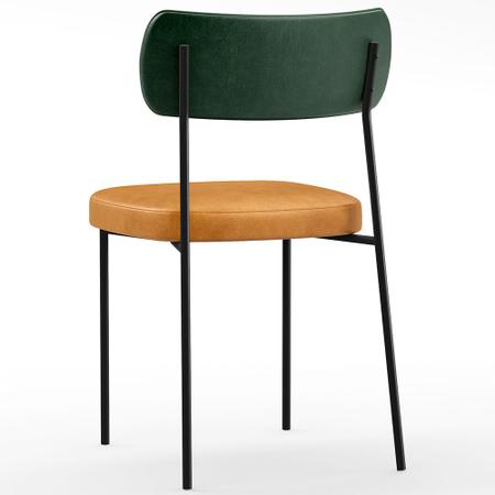 Imagem de Cadeira Decorativa Para Sala De Jantar Melina L02 Sintético Verde Musgo Sintético Whisky - Lyam Decor