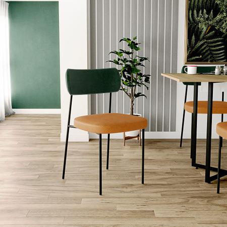 Imagem de Cadeira Decorativa Para Sala De Jantar Melina L02 Sintético Verde Musgo Sintético Whisky - Lyam Decor