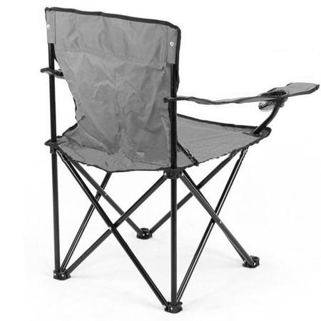 Imagem de Cadeira Dobravel Camping Braço Porta Copo Com Bolsa de Transporte Cinza