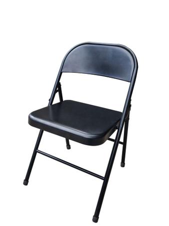 Imagem de Cadeira Dobrável de Metal Preto Diagonal