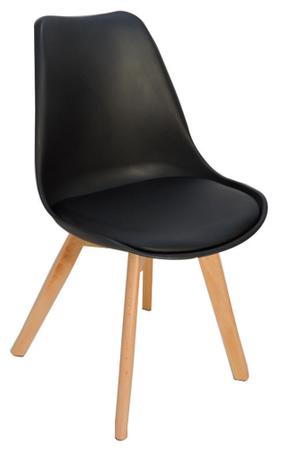 Imagem de Cadeira Eames DKR 4 Pés Em Madeira - Assento Estofado Preto