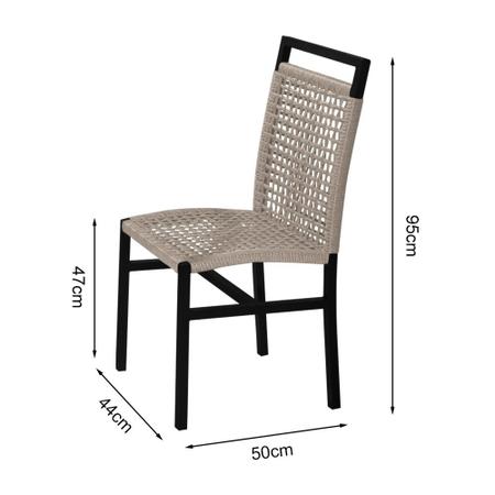 Imagem de Cadeira em Corda Naútica Rami e Alumínio Preto Liza para Área Externa