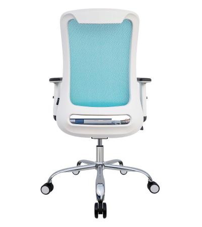 Imagem de Cadeira Escritório Giratória Design Moderno Home Office Studio Decor Top Seat Branca e Azul Turquesa