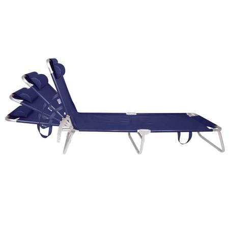 Imagem de Cadeira Espreguiçadeira Mor em Alumínio com Alça para Transporte - Azul Marinho