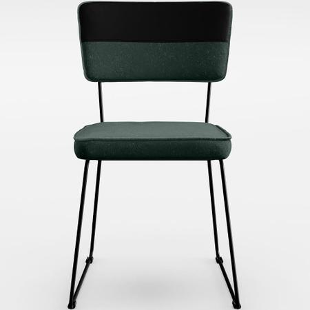 Imagem de Cadeira Estofada Sala De Jantar Allana L02 Faixa Material Sintético Preto Linho Verde Musgo - Lyam Decor