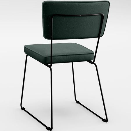 Imagem de Cadeira Estofada Sala De Jantar Allana L02 Faixa Material Sintético Preto Linho Verde Musgo - Lyam Decor