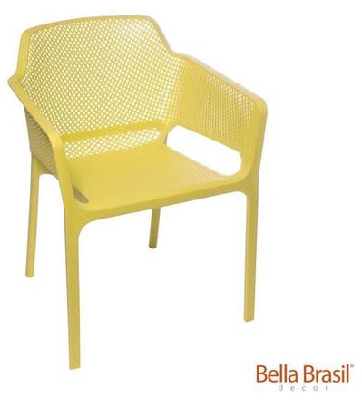 Cadeira Furadinha com Braço em Polipropileno Amarela - 126 - BELLA
