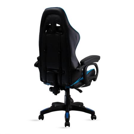 Imagem de Cadeira Gamer Azul e Preto Healer Level Reclinável Giratória com apoio de pés