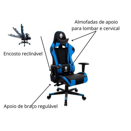 Imagem de Cadeira Gamer Ergonômica Evolut Tanker EG-900 Azul e Preta