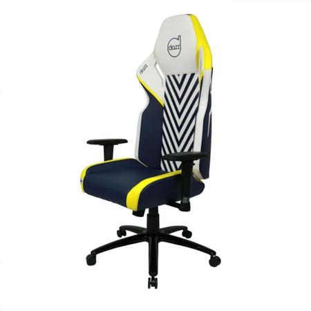 Imagem de Cadeira Gamer Helsink Estofado 100kg Azul Branco Amarelo