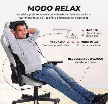 Imagem de Cadeira Gamer MaxRacer Bunker-SMI Branca 8 Pontos de Massagem