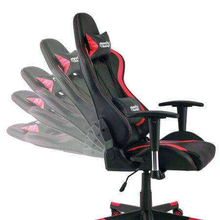 Imagem de Cadeira Gamer Moob Thunder Reclinável 180º Com Acabamento Premium Braços 2D e Almofadas para LombarePescoçoPreto/Vermelho
