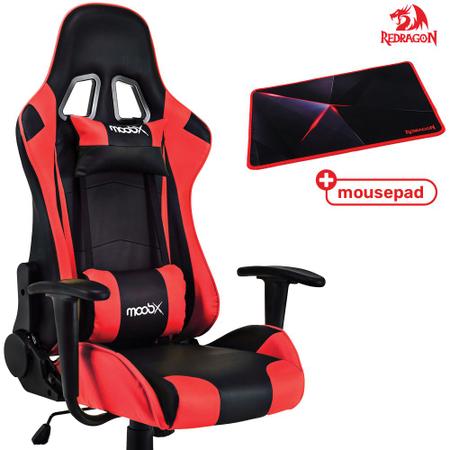Imagem de Cadeira Gamer MoobX GT RACER Preto / Vermelho + Mousepad Redragon Capricorn Vermelho