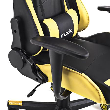 Imagem de Cadeira Gamer MoobX GT RACER Reclinável C/ Almofadas para Lombar e Pescoço Preto/Amarelo