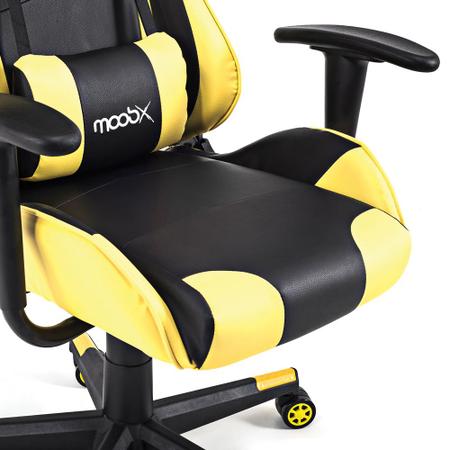 Imagem de Cadeira Gamer MoobX GT RACER Reclinável C/ Almofadas para Lombar e Pescoço Preto/Amarelo
