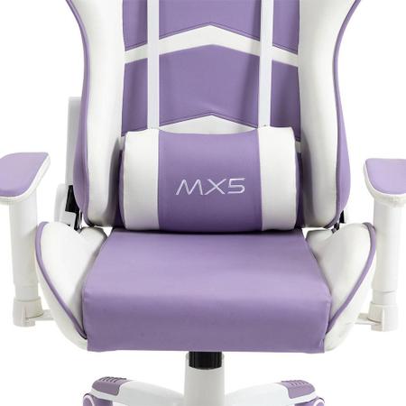 Imagem de Cadeira Gamer MX5 Giratória Branco e Roxo - MYMAX