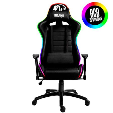 Imagem de Cadeira Gamer Preta Coral Snake Gaming RGB Led Reclinável - 580