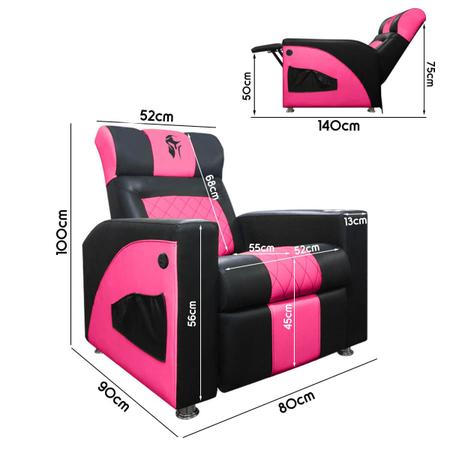 Imagem de Cadeira Gamer Sparta com Encosto Reclinável e Carregador USB material sintético Preto/Rosa SOFA STORE