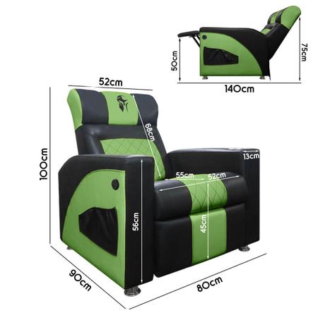 Imagem de Cadeira Gamer Sparta com Encosto Reclinável e Carregador USB material sintético Preto/verde SOFA STORE