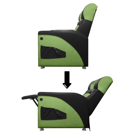 Imagem de Cadeira Gamer Sparta com Encosto Reclinável e Carregador USB material sintético Preto/verde SOFA STORE