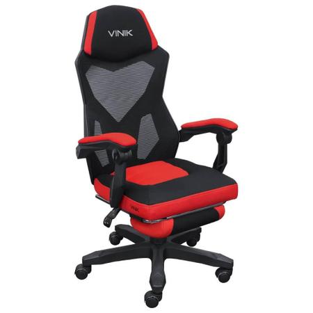 Imagem de Cadeira Gamer Vinik Rocket, 120kg, Ajuste de altura e inclinação Preto e Vermelho - CGR10PVM