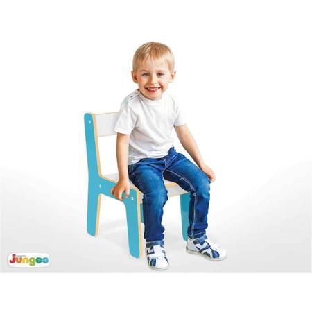 Imagem de Cadeira Infantil Em Madeira MDF 3 Opções Cores Cadeirinha Para Mesinha Junges Crianças Até 40Kg Rosa ou Azul ou Vermelha
