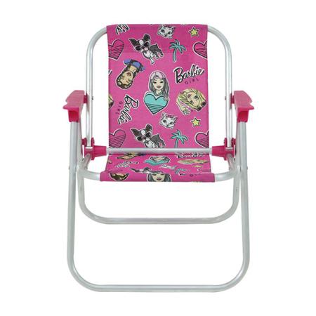 Imagem de Cadeira infantil praia piscina camping alumínio barbie rosa