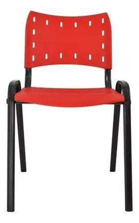 Imagem de Cadeira Iso Para Escola Escritório Comércio Vermelha Base Preta