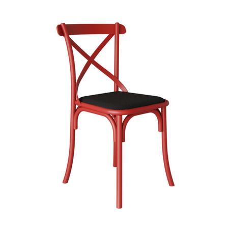 Imagem de Cadeira Katrina Assento Corano Preto Aço Vermelho
