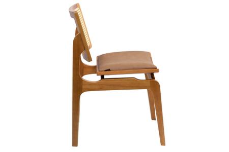 Imagem de Cadeira Megan Madeira Estofada Telinha Moderna Luxo Alta Decoração