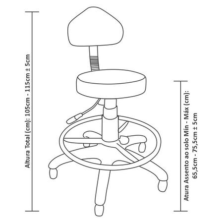 Imagem de Cadeira Mocho Rosa Claro Ergonômico Caixa Com Aro Com Sapata - ULTRA Móveis