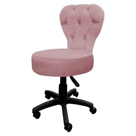 Imagem de Cadeira Mocho Soft Para Estética E Extensão De Cílios Veludo Rosa Claro