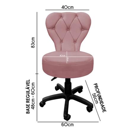 Imagem de Cadeira Mocho Soft Para Estética E Extensão De Cílios Veludo Rosa Claro